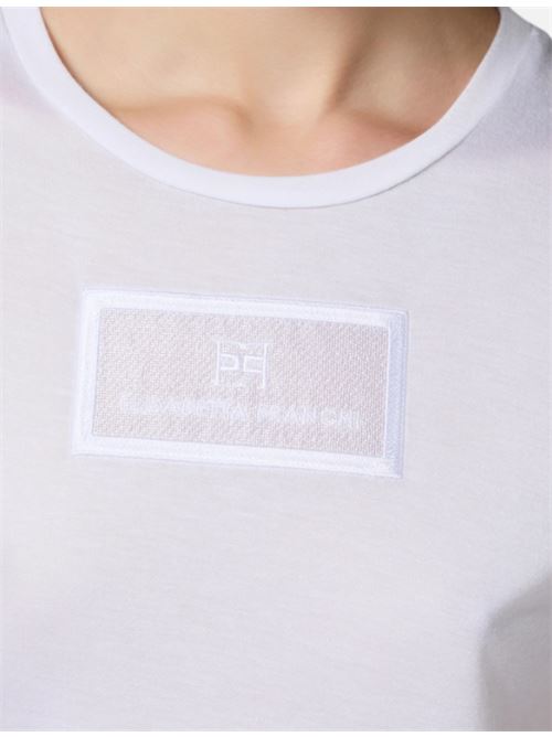 T-SHIRT WITH EMBROIDERY ELISABETTA FRANCHI | MA00451E2270 gesso